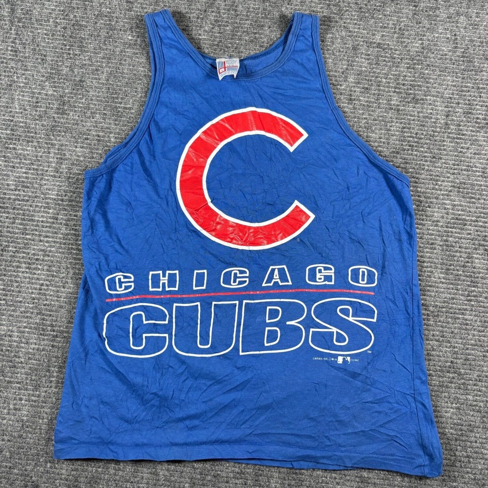 Vtg Garan Chicago Cubs Tank Top Mens L Blue Good 1992 MLB Single Stitch USA